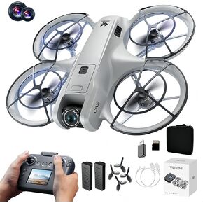 RC Drone with Screen Display Remote Control, Propeller Guard, HD Dual Camera, Speed Adjustment, Altitude Hold, One-Key Takeoff, 3D Flips, 2 Batteries, Helicopter Airplane, Hovering, Brushless Motor, APP Control, LED Lights, for Adult Beginners FPV Quadcop in Saudi Arabia