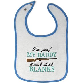 Toddler & Baby Bibs Burp Cloths Dad I'm Proof My Daddy Doesn't Shoot Blanks Cotton Baby Items for Baby Girl & Boy White Blue Design Only in Saudi Arabia