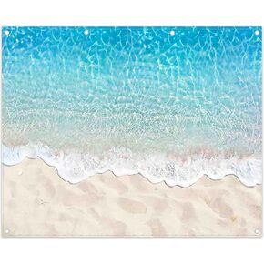 7x5ft Summer Beach Photography Backdrop Sea Ocean Waves Banner | Tropical Hawaiian Sandy Background, Luau Aloha Party Decorations, Blue Water Splash Ripple Photo Props, Polyester Fabric in Saudi Arabia