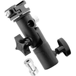 Adjustable Flash Stand Bracket for Photography, Sturdy Aluminium Alloy and Abs Light Bracket with 3/8" to 1/4" Screw and 10mm Umbrella Hole, Securely Hold Equipment for Indoor in Saudi Arabia