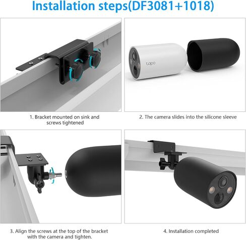 Gutter Mount Bracket with Silicone Cover Skins Compatible with TP-Link Tapo MagCam C425，Tapo MagCam C402 Security Camera(Black) in Saudi Arabia