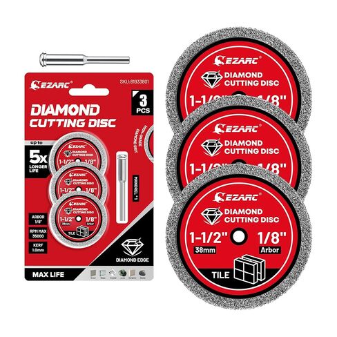 EZARC 1-1/2 Diamond Cutting Wheel, 1.5" x 1/8" Tile Cutting Wheel Durable 4-Pack, Rotary Tool Cutting Disc Accessories Include Mandrel in Saudi Arabia