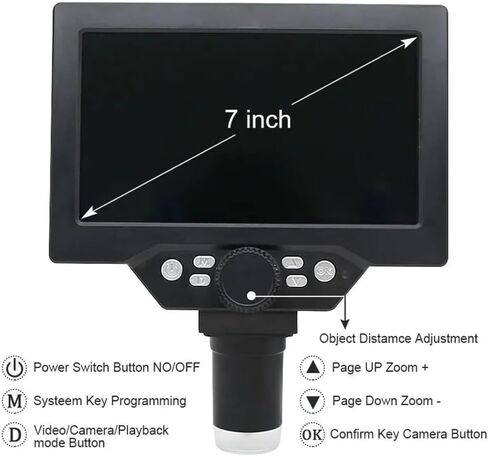 Microscope 1200X Microscope Digital Portable 12MP fit for Soldering Electronic PCB Inspection 7" LCD Video Microscope Continuous Zoom, DC with Battery in Saudi Arabia