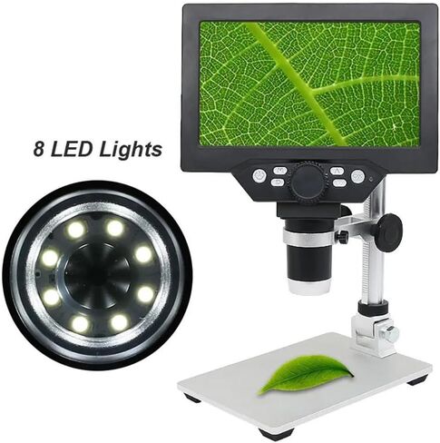 Microscope 1200X Microscope Digital Portable 12MP fit for Soldering Electronic PCB Inspection 7" LCD Video Microscope Continuous Zoom, DC with Battery in Saudi Arabia