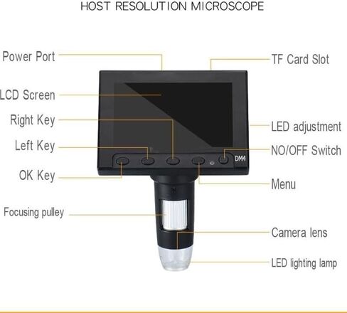 Microscope 2.0MP USB Digital Electronic Microscope 1000x 4.3 LCD Display with 8LED and Stent in Saudi Arabia