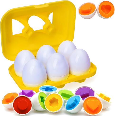 WEEJOYGAM Matching Egg Toys for Toddlers, Toddler Montessori Toys for 2 3 Year Old Girl Boy Birthday Gift, Learning Color Sorting Shape Sorter Puzzle Game Preschool Educational Fine Motor Skills in Saudi Arabia