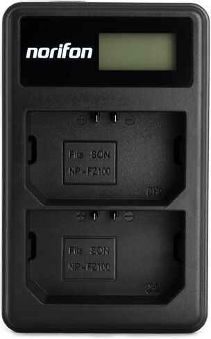 Norifon NP-FZ100 Dual Channel LCD USB Charger for Sony A7 III, A9 | Compatible with Sony A7 III, A7R III, A9 Cameras in Saudi Arabia