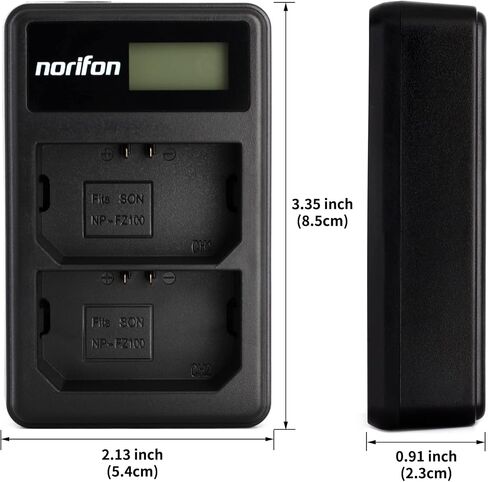 Norifon NP-FZ100 Dual Channel LCD USB Charger for Sony A7 III, A9 | Compatible with Sony A7 III, A7R III, A9 Cameras in Saudi Arabia
