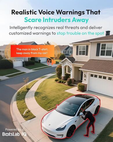BOTSLAB 4K Security Cameras Wireless Outdoor, Add-On Camera Must Be Connected to Base Station, Solar Outdoor Camera with Full Color Night Vision, No Subscription, AI Recognition, 360° PT, 2.4GHz WiFi in Saudi Arabia