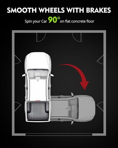 IDEALHOUSE Heavy Duty 6000 Lbs Car Dolly Set - Vehicle Wheel Movers | Carbon Steel 360° Rotating Nylon Wheels, Anti-Skid Plates, Material Handling Mobility Base, 16" x 13" in Saudi Arabia