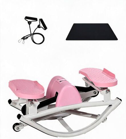IDEALHOUSE 3D Side-to-Side Rocking Mini Stepper - Dual-Motion | Lateral Stair Stepper, Home Exercise, 350 lb Heavy-Duty Low-Impact Cardio, Digital Display, Resistance Bands & Mat Included in Saudi Arabia