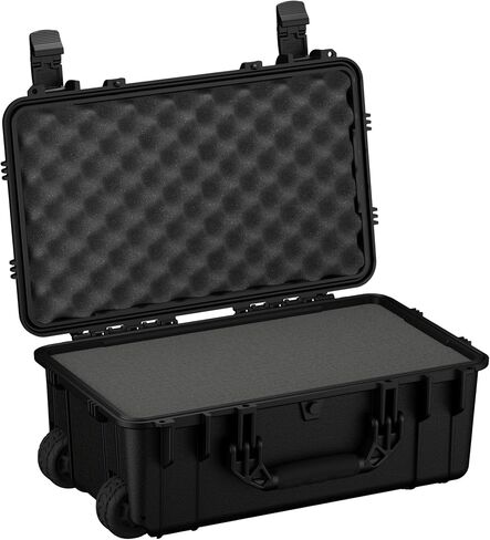 Condition 1 22" Large Rolling Lockable Hard Storage Case, Model 300, Red | With Foam, Waterproof Protective Box for Camera, Tactical, Scientific Gear, Made in USA, 21.84"x13.82"x9" in Saudi Arabia