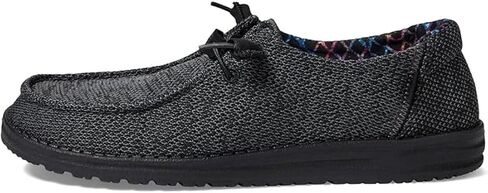 HEYDUDE Women's Wendy Sox Slip On Shoe, Micro Total Black, Size 8 | No Tie Elastic Laces, Removable Foam Insole, Ultralight Flexible Outsole, Soft Cushioning, Breathable Stretch Upper in Saudi Arabia