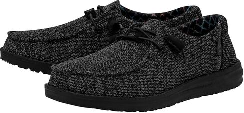 HEYDUDE Women's Wendy Sox Slip On Shoe, Micro Total Black, Size 8 | No Tie Elastic Laces, Removable Foam Insole, Ultralight Flexible Outsole, Soft Cushioning, Breathable Stretch Upper in Saudi Arabia
