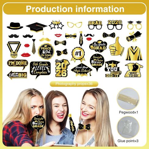 36Pcs 8TH Grade Graduation Decorations Photo Booth Props, Middle School Graduation Decorations Photo Prop for Party Photobooth, 8TH Grade Promotion Decorations 2026 Peace Out 8th Grade Props in Saudi Arabia