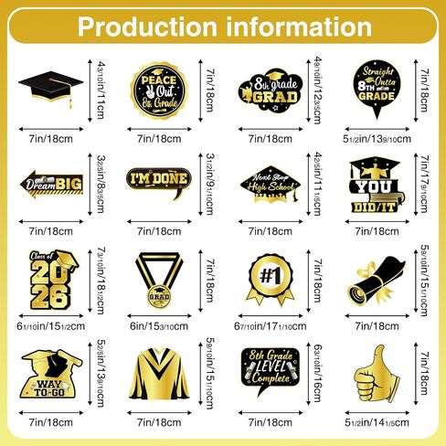 36Pcs 8TH Grade Graduation Decorations Photo Booth Props, Middle School Graduation Decorations Photo Prop for Party Photobooth, 8TH Grade Promotion Decorations 2026 Peace Out 8th Grade Props in Saudi Arabia