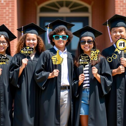 36Pcs 8TH Grade Graduation Decorations Photo Booth Props, Middle School Graduation Decorations Photo Prop for Party Photobooth, 8TH Grade Promotion Decorations 2026 Peace Out 8th Grade Props in Saudi Arabia