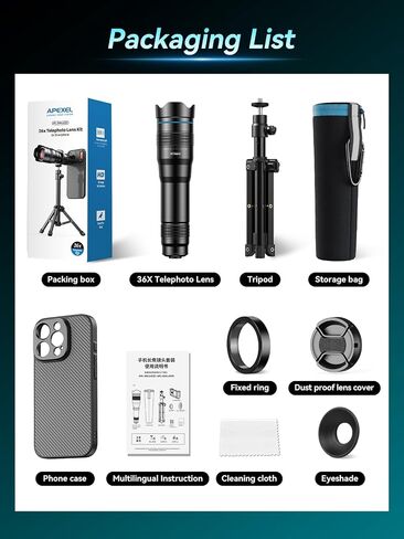 APEXEL 36x Telephoto Lens Compatible with iPhone 15 Pro in Saudi Arabia
