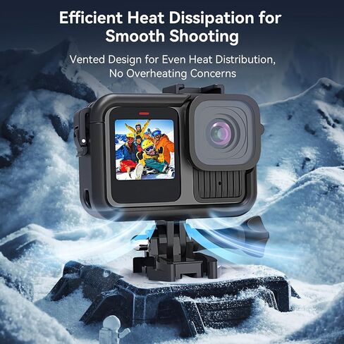 TELESIN Protective Durable Housing Case Compatible for Go Pro Hero 13 Hero 12 Hero 11 Hero 10 Hero 9 Black, Plastic Protective Frame Vlog Cage Case with 1/4" Thread & Cold Shoe Mount for Tripod, Light in Kuwait