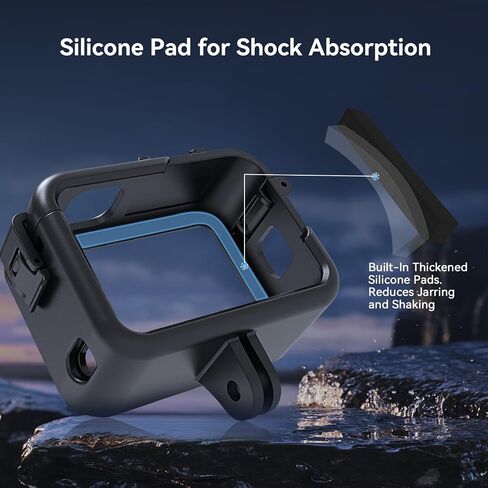 TELESIN Protective Durable Housing Case Compatible for Go Pro Hero 13 Hero 12 Hero 11 Hero 10 Hero 9 Black, Plastic Protective Frame Vlog Cage Case with 1/4" Thread & Cold Shoe Mount for Tripod, Light in Kuwait