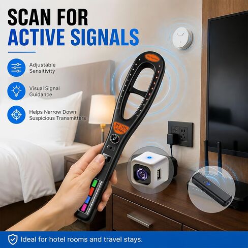 Hidden Camera Detector Bug Detector, RF Signal Detector and Magnetic Field Detector with Camera Lens Finder, Portable Privacy Protection Device for Hotel Room, Vehicle, Office, Travel, Home in Saudi Arabia