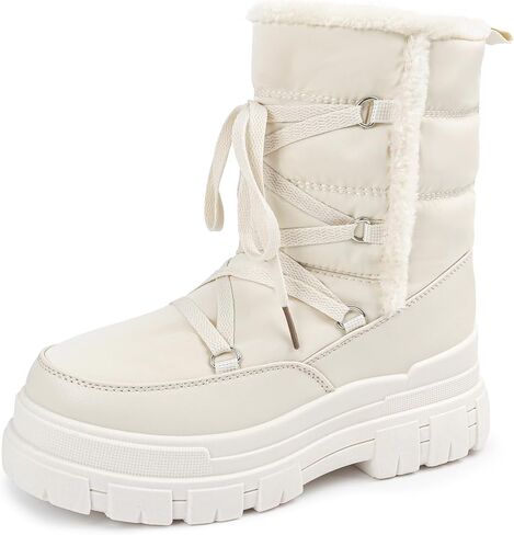 White Snow Boots for Women Waterproof Platform Winter Boots Anti-Slip Warm, Comfortable Outdoor Booties in Saudi Arabia
