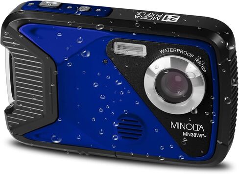 Minolta MN30WP Waterproof Camera, Underwater 16ft, 21MP, 4X Zoom (Blue) | G-sensor protects important footage while loop recording keeps you ready for every drive. in Kuwait