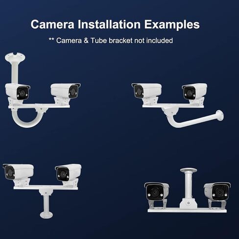 Security Camera Mount Holder for Double Surveillance Camera, Metal Steel One to Two Horizontal Cross Bar Dual Camera Mount Bracket Extension Bar Horizontal Arm (Cross Bar Mount) in Kuwait