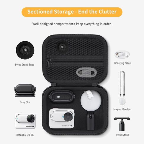 360 GO 3S Case, Portable Carrying Bag Compatible for Insta 360 GO 3S/GO | Hard Storage Bag with Wrist and Carabiner, Surface Waterproof Travel kit Combo Accessories in Saudi Arabia