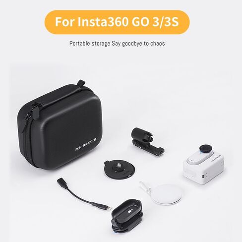 360 GO 3S Case, Portable Carrying Bag Compatible for Insta 360 GO 3S/GO | Hard Storage Bag with Wrist and Carabiner, Surface Waterproof Travel kit Combo Accessories in Saudi Arabia