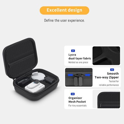 360 GO 3S Case, Portable Carrying Bag Compatible for Insta 360 GO 3S/GO | Hard Storage Bag with Wrist and Carabiner, Surface Waterproof Travel kit Combo Accessories in Saudi Arabia
