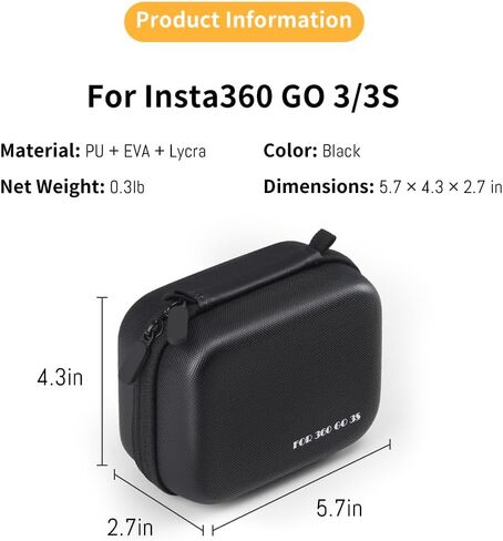 360 GO 3S Case, Portable Carrying Bag Compatible for Insta 360 GO 3S/GO | Hard Storage Bag with Wrist and Carabiner, Surface Waterproof Travel kit Combo Accessories in Saudi Arabia