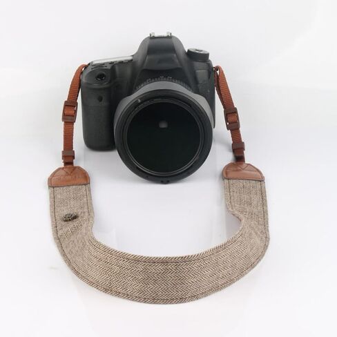 Universal Camera Strap Easy to Install 2pcs for Dslr and Cameras, Brown Cotton and Pu Shoulder and Neck Strap with Design Comfortable for Outdoor Use in Saudi Arabia