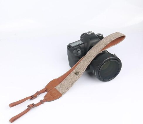 Universal Camera Strap Easy to Install 2pcs for Dslr and Cameras, Brown Cotton and Pu Shoulder and Neck Strap with Design Comfortable for Outdoor Use in Saudi Arabia
