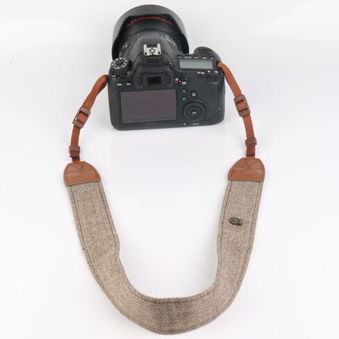 Universal Camera Strap Easy to Install 2pcs for Dslr and Cameras, Brown Cotton and Pu Shoulder and Neck Strap with Design Comfortable for Outdoor Use in Saudi Arabia