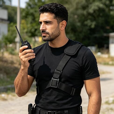 HEMOTON Adjustable Body Camera Chest Strap Holder with Buckle, Ergonomic Radio Shoulder Harness for Security Team and Firefighter, Multipurpose Design with Cloth and Plastic Materials in Kuwait