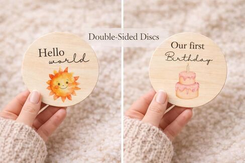 Twin Baby Milestone Cards – Wooden First Holiday Milestone Set for Twins – Twins and Multiples Photo Prop in Kuwait