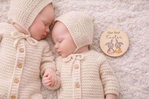 Twin Baby Milestone Cards – Wooden First Holiday Milestone Set for Twins – Twins and Multiples Photo Prop in Kuwait
