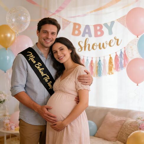 Man Behind the Bump Sash, Black Gold Daddy to Be Sash for Men New Dad Gift Gender Reveal Baby Shower Party Photo Prop in Saudi Arabia