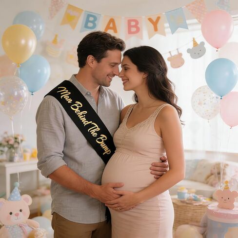 Man Behind the Bump Sash, Black Gold Daddy to Be Sash for Men New Dad Gift Gender Reveal Baby Shower Party Photo Prop in Saudi Arabia