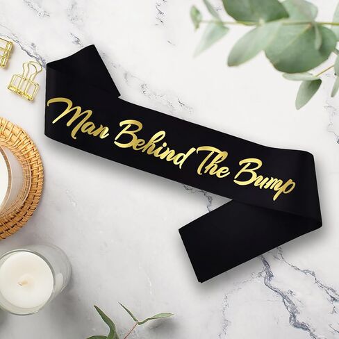 Man Behind the Bump Sash, Black Gold Daddy to Be Sash for Men New Dad Gift Gender Reveal Baby Shower Party Photo Prop in Saudi Arabia