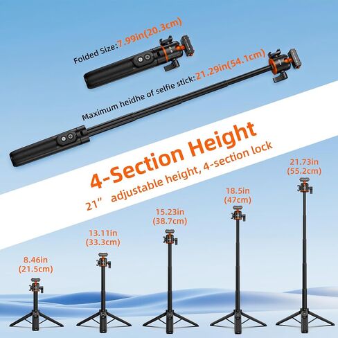 BRDRC Tripod & Grip Kit for ACE Pro 2, 21" Selfie Stick Quick Release Extension Rod with Remote Controller, Handle Holder Bundle Expansion Mount with Shutter Button for ACE Pro 2 Accessories in Saudi Arabia
