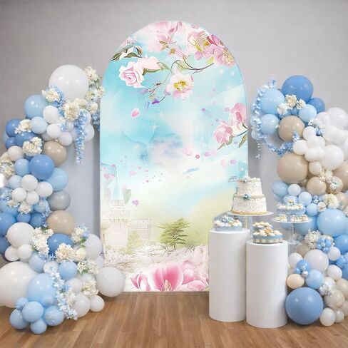 Princess Castle Arches Backdrop Cover - Stretchy Fabric Covers for Birthday Party Decorations, Fairy Tale and Fantasy Theme Events (7.2 * 4ft,GX-2927) in Saudi Arabia
