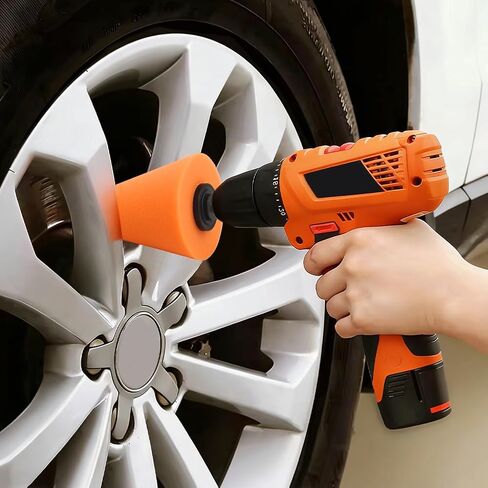 Polishing Cone and Drill Brush Set, 2 Sponge Buffing + 1 Polishing Brush + 2 Extension Pole (8cm+12cm) for Automotive Car Wheel Hub Care, Attaches to Standard Household Drill(COLOR:Multicolor) in Saudi Arabia