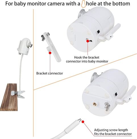 iTODOS Flexible Baby Monitor Clip Camera Mount Compatible with Infant Optics DXR-8 and DXR-8 Pro Baby Monitor, Flexible Long Gooseneck Arm,for Crib Wherever You Like Without Tools in Kuwait