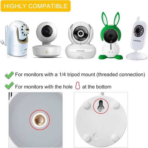 iTODOS Flexible Baby Monitor Clip Camera Mount Compatible with Infant Optics DXR-8 and DXR-8 Pro Baby Monitor, Flexible Long Gooseneck Arm,for Crib Wherever You Like Without Tools in Kuwait