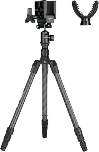 TONYBOO Carbon Fiber Shooting Tripod with Gun Clamp & V Yoke,Heavy Duty Hunting Tripod for Rifle,Portable Shooting Stick with Gun Rest for Outdoor Hunting, Target Shooting in Saudi Arabia