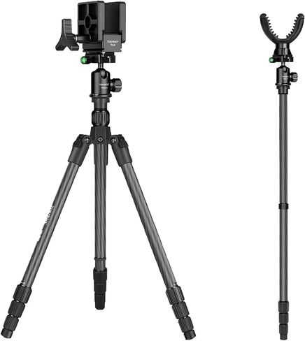 TONYBOO Carbon Fiber Shooting Tripod with Gun Clamp & V Yoke,Heavy Duty Hunting Tripod for Rifle,Portable Shooting Stick with Gun Rest for Outdoor Hunting, Target Shooting in Saudi Arabia