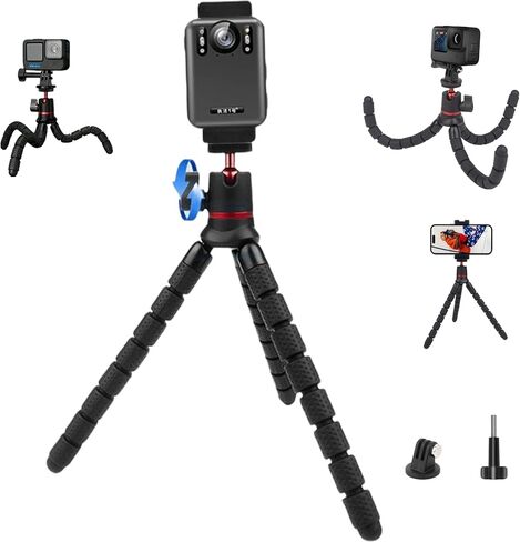 Camera Tripod,360°Rotation Flexible Stand with Adapter and 1/4'' Screws | Action Camera Holder,for Vlogging,Selfies,Video Recording ,Compatible with Nikon,Sony,DJI Cameras,Gopro Travel in Kuwait