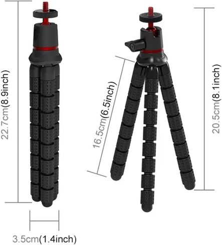 Camera Tripod,360°Rotation Flexible Stand with Adapter and 1/4'' Screws | Action Camera Holder,for Vlogging,Selfies,Video Recording ,Compatible with Nikon,Sony,DJI Cameras,Gopro Travel in Kuwait